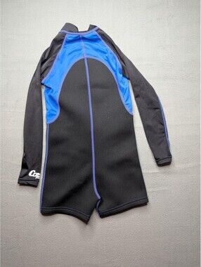 Cressi Wetsuit Kids L Black Blue Long Sleeve Shorty Swim Surf Neoprene Zip